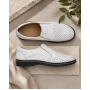 Pantofi barbati casual de vara cu perforatii - Corsa Piele Naturala Alb GKR506A
